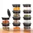 your GEAR Gewürzstreuer Double-Flip - Gewürzdosen in 2 Größen (200ml + 85ml) aus Glas mit drehbarem Gewürzregal, selbstreinigender Streueinsatz, Gewürzgläser im Gewürzkarussell mit Etiketten