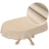 Wachstuchtischdecke Textil Tischdecke Wachstuch abwaschbar Leinenoptik Beige Uni Nachhaltig Oval 240x140cm