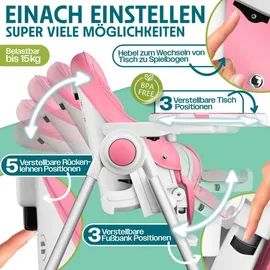 Kidiz KIDIZ® 3in1 Hochstuhl Kinderhochstuhl inkl. Spielbügel Babyliege Kombihochstuhl Babyhochsitz ,7 höhenverstellbar Verstellbare Rückenlehne , mitwachsend ab 0 Monate bis 6 Jahre Babystuhl