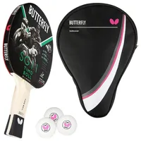 Butterfly Timo Boll SG11 Tischtennisschläger + Tischtennishülle Drive Case + 3*** ITTF R40+ Tischtennisbälle | Tischtennisschlägerset | Tischtennis Hobby Set