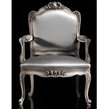 Esszimmer Stühle Luxus Sessel Stuhl Holz Silber Thron Barock Wohnzimmer Möbel