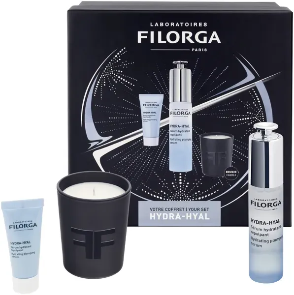 Filorga X-Mas Hydra Box = Hydra-Hyal Serum 30ml + Hydra-Hyal Creme 15ml + Filorga Kerze - 3 Artikel im Set