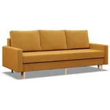 mebligo Sofa, Gelb, Textil, 3-Sitzer, Rechteckig, 212x88x92 cm, Wohnzimmer, Sofas & Couches, Sofas, 3-Sitzer Sofas