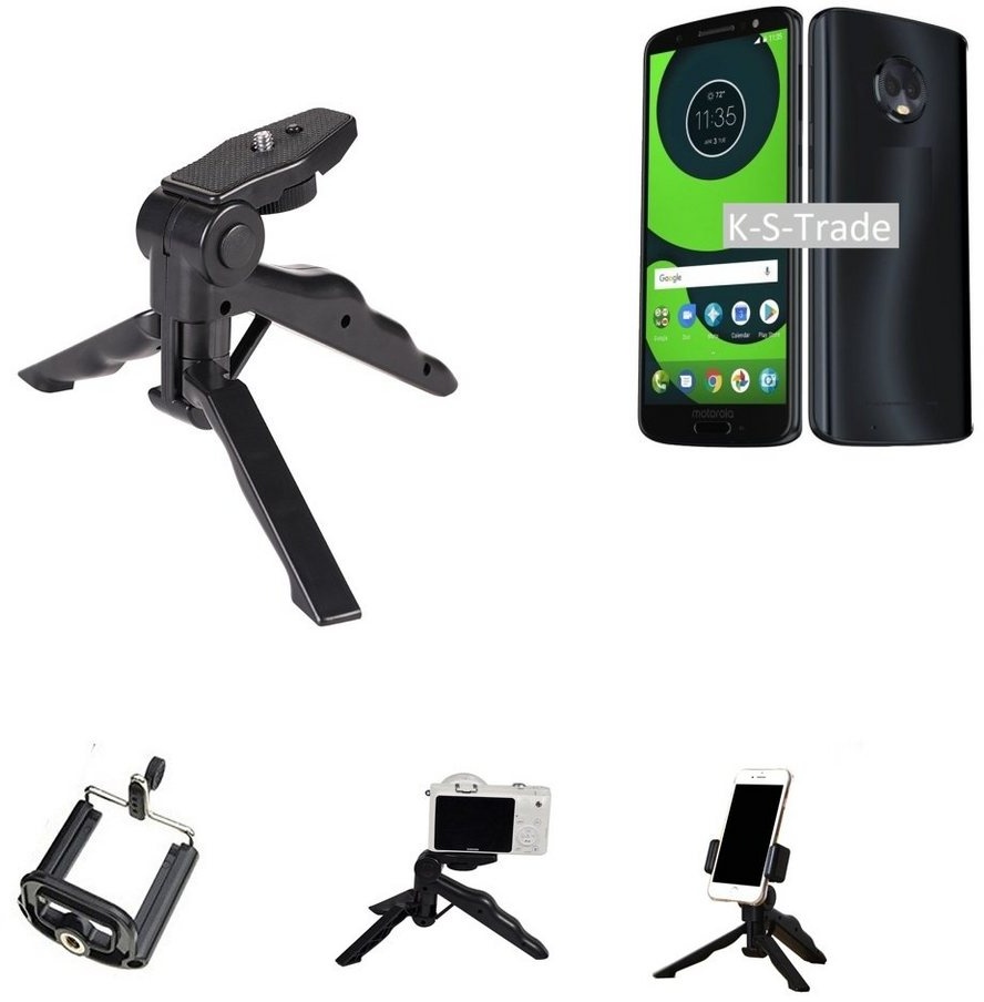 K-S-Trade für Motorola Moto G6 Plus Smartphone-Halterung, (Stativ Tisch-Ständer Dreibein Handy-Stativ Ständer Mini-Stativ) schwarz