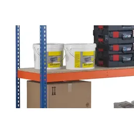 Schulte Lagertechnik Weitspannregal Holz/Spanplatte 184 x 198 x 77 cm blau 720 kg Fachlast