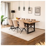 Home Deluxe Esstisch Eckig AVENCIA inkl. U-Fuß - 240 x 120 cm - Fishbone Oak | Küchentisch, Esszimmer, Esszimmertisch