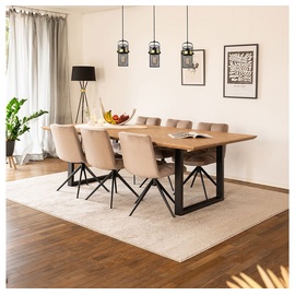 Home Deluxe Esstisch Eckig AVENCIA inkl. U-Fuß - 240 x 120 cm - Fishbone Oak | Küchentisch, Esszimmer, Esszimmertisch