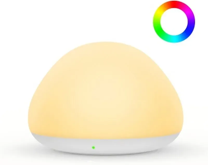 JolyWell Nachtlicht für Kinder, RGB Silikon-Nachttischlampe, USB wiederaufladbar, mit Timer, dimmbare Touch-Steuerung, Nachtlicht für Kinderbett, Kinderzimmer-Dekoration