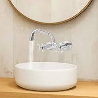 Wandarmatur Zweigriff Wasserhahn Wandmontage Bad Küchenarmatur Armatur Spültisch