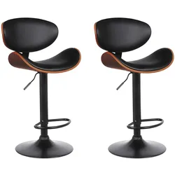 Barhocker 2er-Set höhenverstellbar - Kunstleder und Metall - Nussbaumfarben & Schwarz - MONTENEGRO