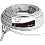 siwitec NYM-Kabel, NYM-J 5x2,5 mm2, 10 m, Stromkabel, Mantelleitung, Installationskabel, Kabelring