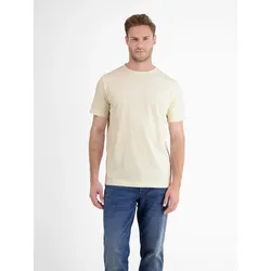 Basic T-Shirt mit Logostitch, unifarben - Bone White - XL