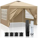 LALAHO Faltpavillon Pavillon mit 4 Seitenteilen Faltbar Zelt Gartenpavillon, 4 Sandsack, mit 4 Seitenteilen, 3x3 m Gartenpavillon Pop Up Partyzelt, UV Schutz, Transporttasche