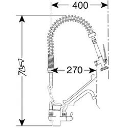 Gastro-Inox Monoblock-Vorspüldusche mit handfreier Bedienung und Schwenkkran ausgestattet, 700mm
