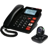 Fysic FX3960 - 'Schnurgebundenes Telefon mit Anrufbeantworter und kabellosem SOS paniekknop, zwart, Schwarz