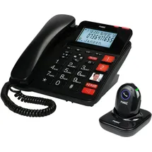 Fysic FX3960 - 'Schnurgebundenes Telefon mit Anrufbeantworter und kabellosem SOS paniekknop, zwart, Schwarz