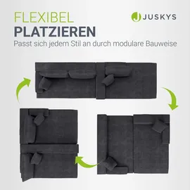 Juskys Eckcouch Cord 3-Sitzer Dunkelgrau