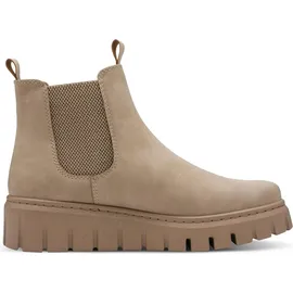 Marco Tozzi Damen Chelsea Boots zum Schlupfen Plateau, Braun Taupe für beige, Größe 39 EU