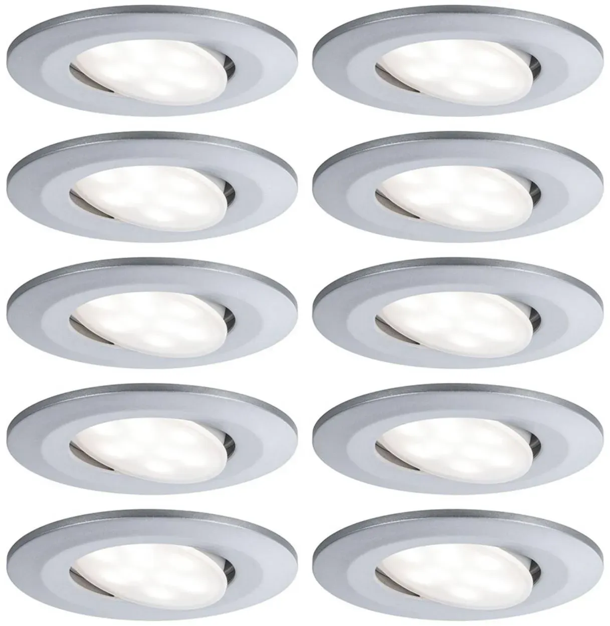 Paulmann Calla chrom on/off schwenkbar 4.000 K 9 cm 10er-Set, chrom / silber, für Badezimmer, Kunststoff, Modern - 9 cm - 9 cm - 0.5 cm