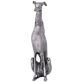 Wohnling Design Dog aus Aluminium silbern Windhund Skulptur Hundestatue