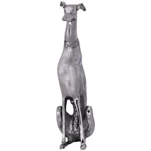 Wohnling Design Dog aus Aluminium silbern Windhund Skulptur Hundestatue