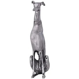 Wohnling Design Dog aus Aluminium silbern Windhund Skulptur Hundestatue
