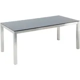 Beliani Gartentisch silber Sicherheitsglas Edelstahl 180 x 90 cm modern Outdoor