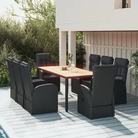 vidaXL Garten-Essgruppe 9-tlg. Schwarz