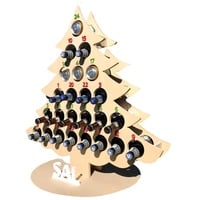 Tianbi Countdown Weinregal aus Holz, Adventskalender, Weinflaschenständer, Weihnachtsbaum-Alkoholhalter, 24 Tage Countdown-Kalender, Weinflaschenständer, Dekoration, Geschenke