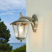 Licht-Erlebnisse Gartenbeleuchtung, Wandlampe Leros E27 Messing Acrylglas LE89316