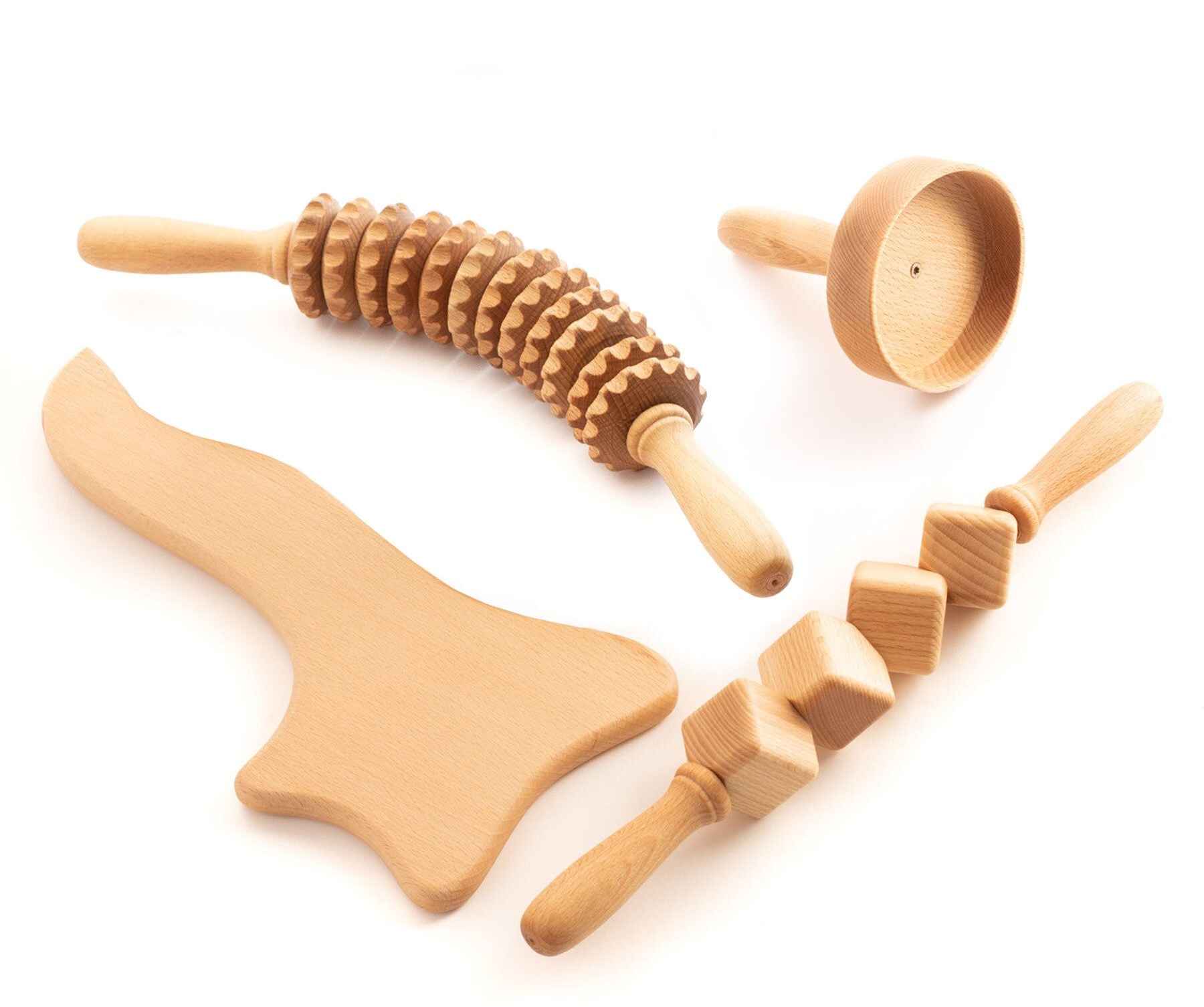 tuuli Maderotherapie Holz Set Massagegerät Massageroller Cellulite Lymphdrainage Schwedische Tasse 1 St