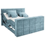 Carryhome Boxspringbett Blau, Textil, H2 + motorisierte TV-Halterung, Ausführung:Variante 1