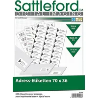 Sattleford 600 Adress-Etiketten 70x36 mm Universal für Laser/Inkjet