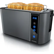 Arendo Toaster mit 2 Röstkammern und Brötchenaufsatz, Wärmeisoliertes Gehäuse, Display, Touch, Grau
