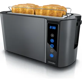 Arendo Toaster mit 2 Röstkammern und Brötchenaufsatz, Wärmeisoliertes Gehäuse, Display, Touch, Grau
