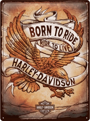 Nostalgic Art Harley Davidson - Born to Ride, panneau en fer-bla - 40 cm x 30 cm