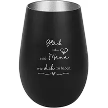 der-porzellan-laden Windlicht mit Gravur Glück ist eine Mama wie Dich zu haben Glas Schwarz/Silber
