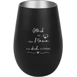 der-porzellan-laden Windlicht mit Gravur Glück ist eine Mama wie Dich zu haben Glas Schwarz/Silber