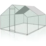 Fiqops Hühnerstall Hühnerhaus 3x3x2m Hühnerhaus verzinktem Hasenkäfig Geflügelstall Käfig Dach
