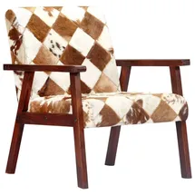 vidaXL Sessel Weiß und Braun Echtes Ziegenleder 56 x 69,8 x 0 cm Braun/Weiß