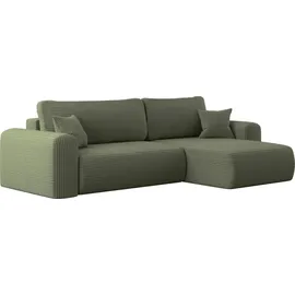 Kaiser Ecksofa mit Schlaffunktion Und Stauraum Für Bettzeug, L-förmiges Sofa, Capri Stoff Poso Hellgrün Rechts