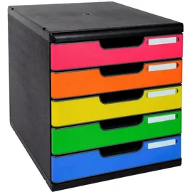 Exacompta Schubladenbox MODULO A4+ 5 geschlossene Schubladen Regenbogen