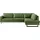 PLACES OF STYLE Ecksofa »Pinto, 290 cm, Cord, Chenille, Lederoptik, Ottomane links / rechts«, mit Keder, schwarze Metallfüße, Wellenunterfederung grün