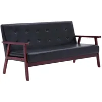 vidaXL 3-Sitzer-Sofa Schwarz Kunstleder