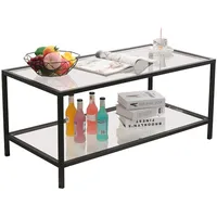 Coemo Mein-Regal Couchtisch Glasgow schwarz 100x50x45cm Metall Glasoberfläche Ablagefach