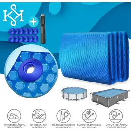 Kesser KESSER® Pool Solarabdeckplane Solarfolie Stärke 120μm Solarabdeckung Solarplane zuschneidbar Poolsolarplane Solar Folie inkl. 1x Lochzange | 12x Ösen Poolheizung für Wassererwärmung Wärmeplane