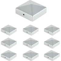 Swanew 10x Pfostenkappe Vielfältige Einsatzmöglichkeiten Pfostenkappe für Holzpfosten Pfostenkappe Pyramide Silber 91x91mm