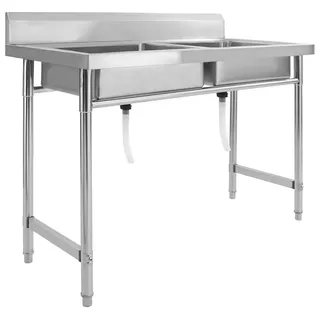 vidaXL Küchenspüle Doppelbecken Edelstahl 1200 x 600 mm Handbetätigung