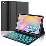 IVEOPPE Tastatur für Samsung Galaxy Tab S6 Lite 2024, 7-Farbige Beleuchtung, Hülle Tastatur für Samsung Tab S6 Lite 10,4 Zoll 2022/2020 (SM-P610/P613/P615/P619), Schwarz