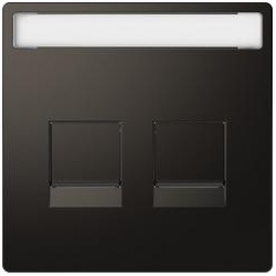 Merten Zentralplatte f. Modular Jack 2fach m.Schriftf. u. Staubschutzschieber, System Design, Anthra